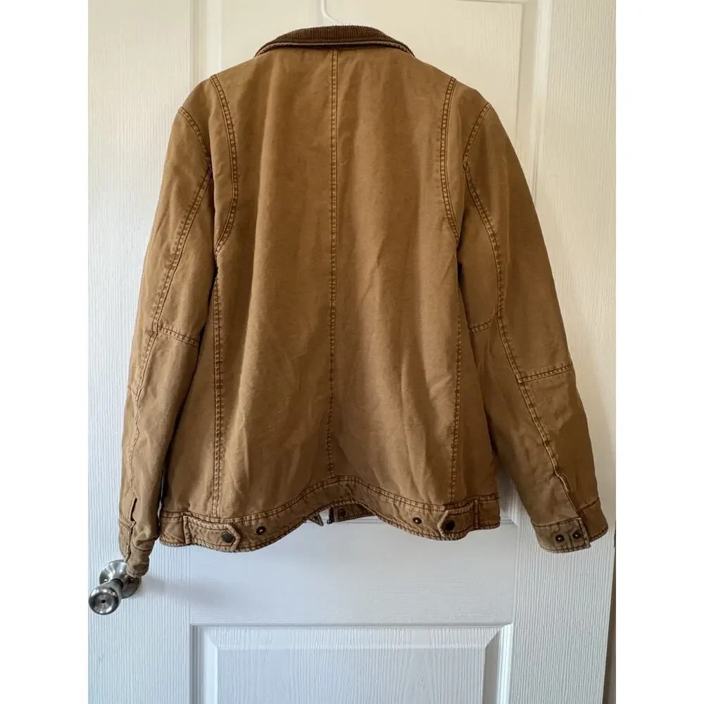 Levi's Men's Large Lined Jacket Brown Military Trucker Canvas Chore Coat Western - Picture 7 of 9